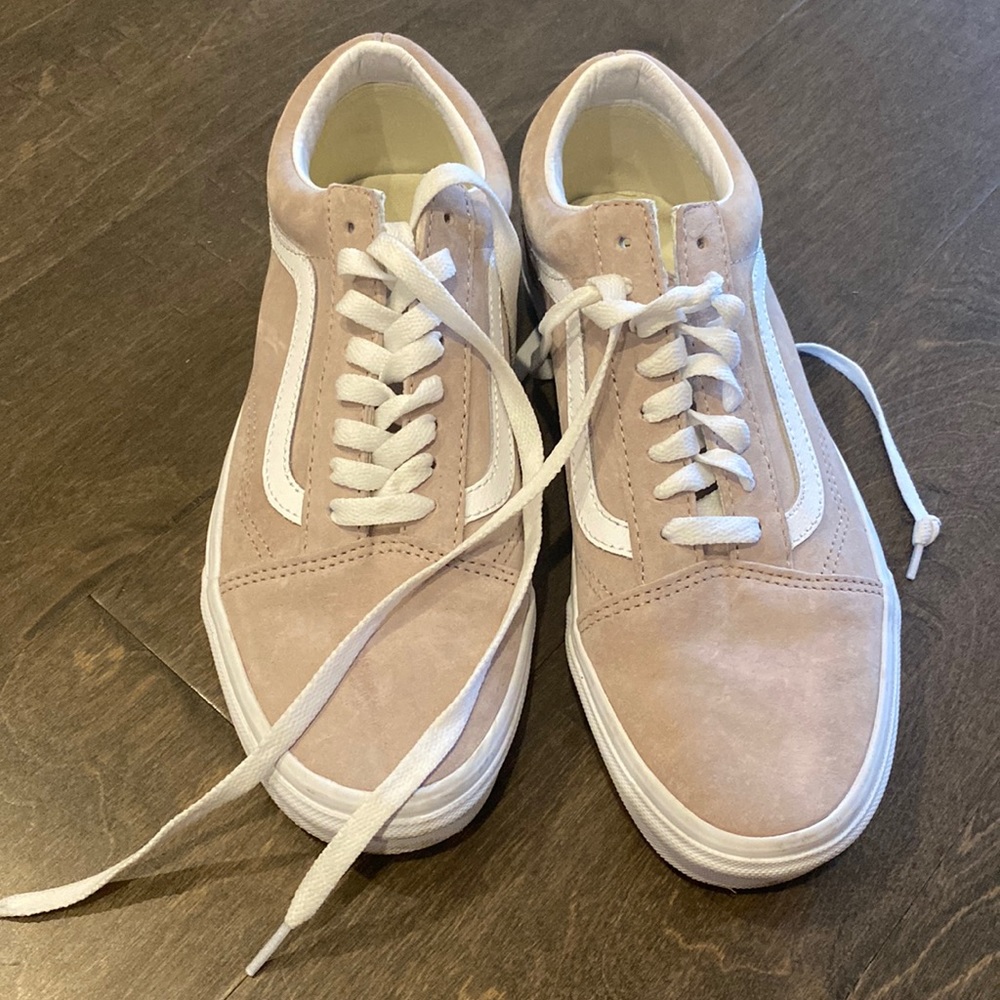 Suede Dusty Pink Old Skool Vans - Size 9